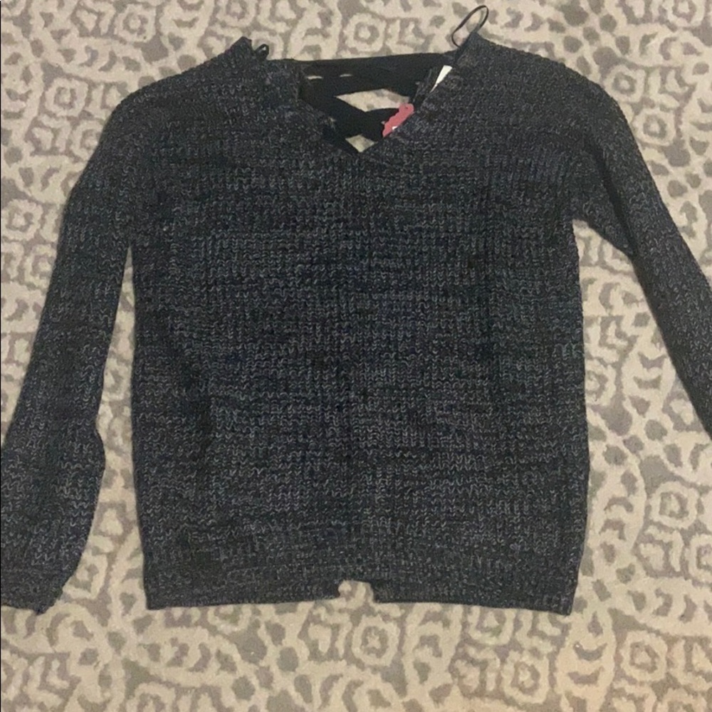 SO sweater with lace up back